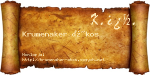 Krumenaker Ákos névjegykártya